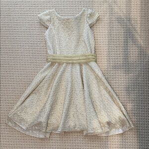 Zoe Ltd Party Dress in Gold and soft cream fabric..formal, festive, classy